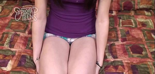  Tiny fresh faced brunette teen stars in this amateur video